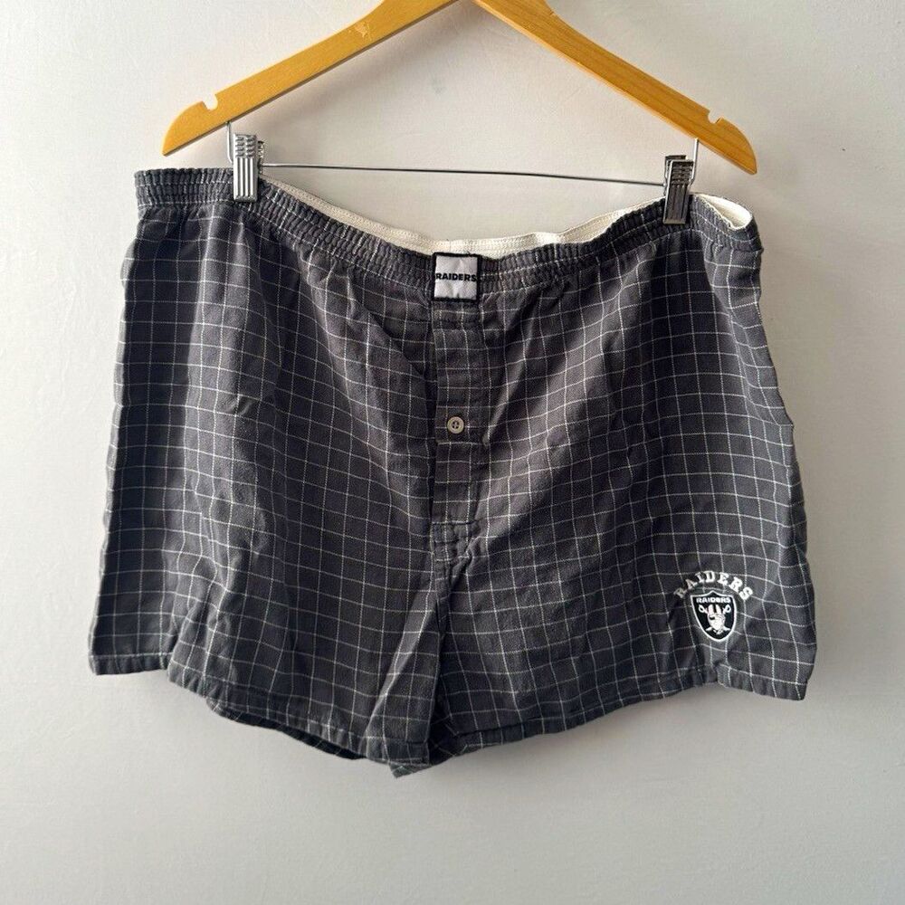 NFL Raiders Men’s Flannel Cotton Boxer Shorts XL – Gray Check Elastic Waist used